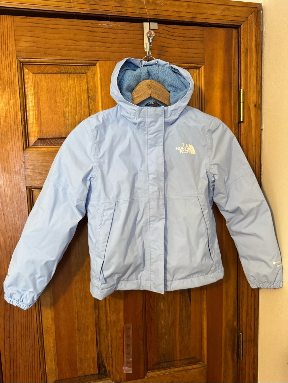 The North Face Light Blue Hooded Insulated Puffer Jacket - Kids